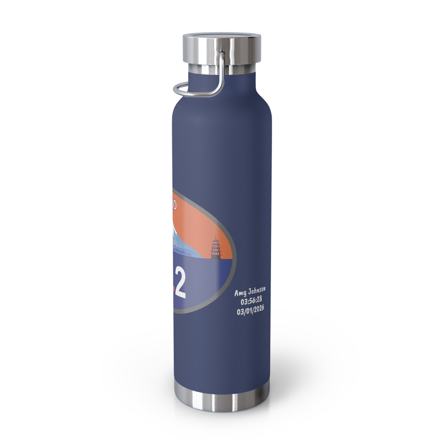Personalized Tokyo Marathon Water Bottle, 22oz Stainless Steel Copper Insulated - Customized with Your Name and Finish Time