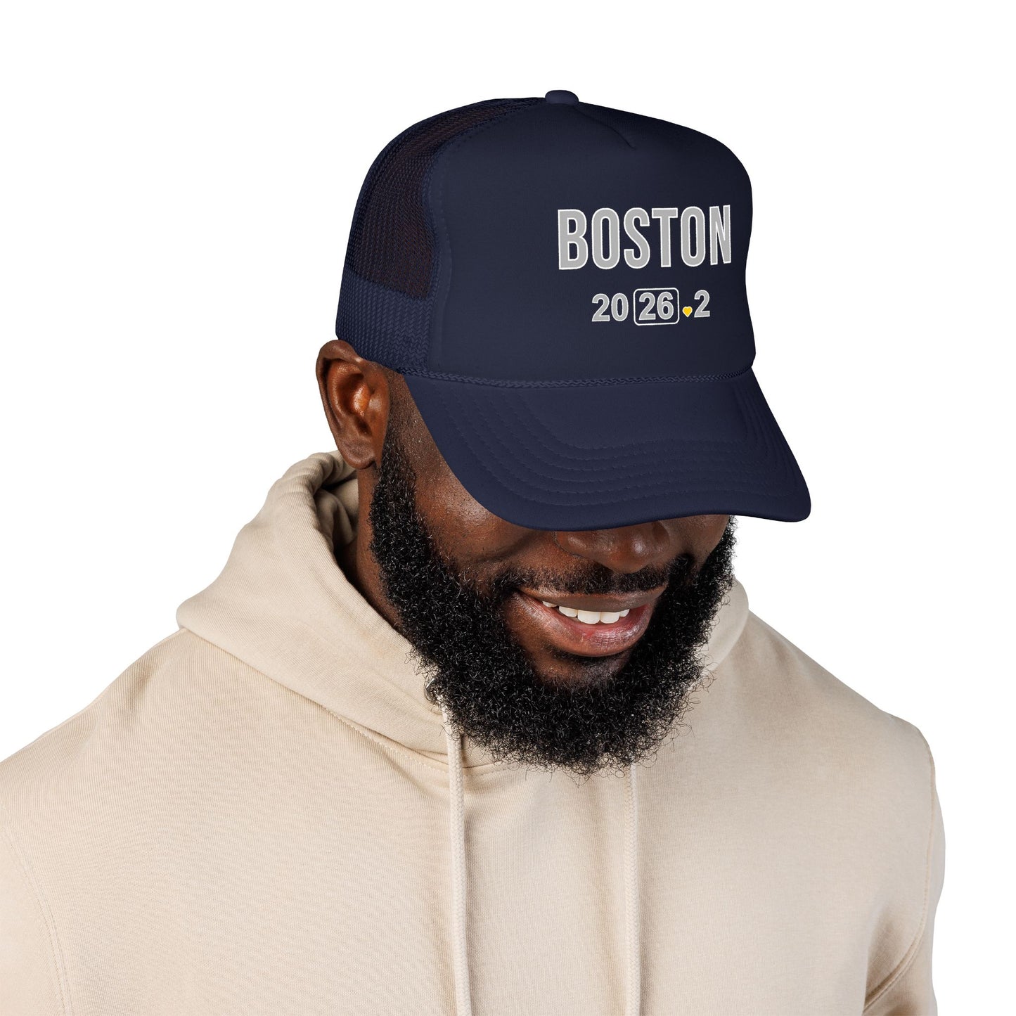 Boston Marathon 2026 26.2 Trucker Hat - Heart Design Runner's Cap - Finisher Gift for Boston Runners