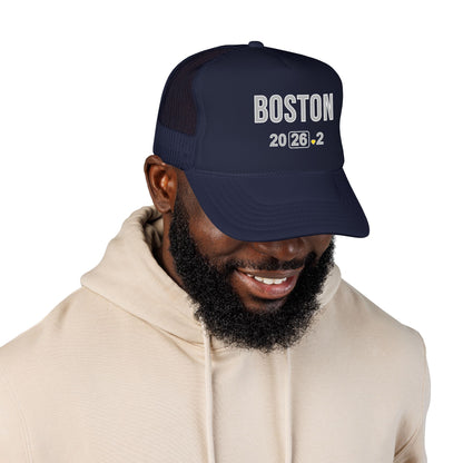 Boston Marathon 2026 26.2 Trucker Hat - Heart Design Runner's Cap - Finisher Gift for Boston Runners
