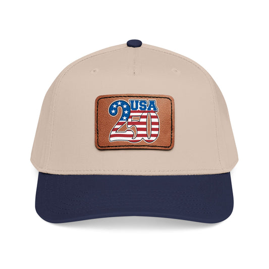 USA 250 Flag Patch Baseball Cap | Leather Patch, Patriotic Hat to Celebrate 1776 - 2026, Made in USA