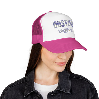 Boston Marathon 2026 26.2 Trucker Hat - Heart Design Runner's Cap - Finisher Gift for Boston Runners
