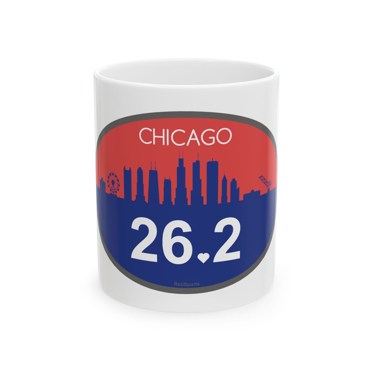 Chicago 26.2 Coffee Mug for Marathon Runners, NYC Marathon Gift, Ceramic Tea Cup, Finisher Souvenir, Made in USA, 11oz