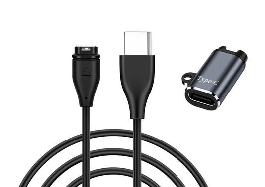 Garmin Charging/Data Cable and Adapter for Smart Watches and GPS Devices, 4-Pin USB-C Charger for Fenix, Forerunner, Approach, Venu, Instinct, Epix, Tactix, Vivoactive, And More