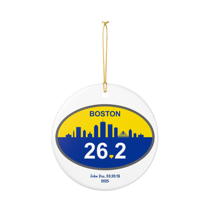 Personalized Boston 26.2 Marathon Ornament | Ceramic Round Ornament