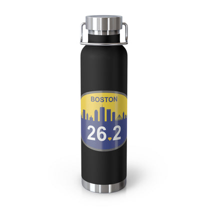 Personalized Boston Marathon Water Bottle, 22oz Stainless Steel Copper Insulated - Customized with Your Name and Finish Time