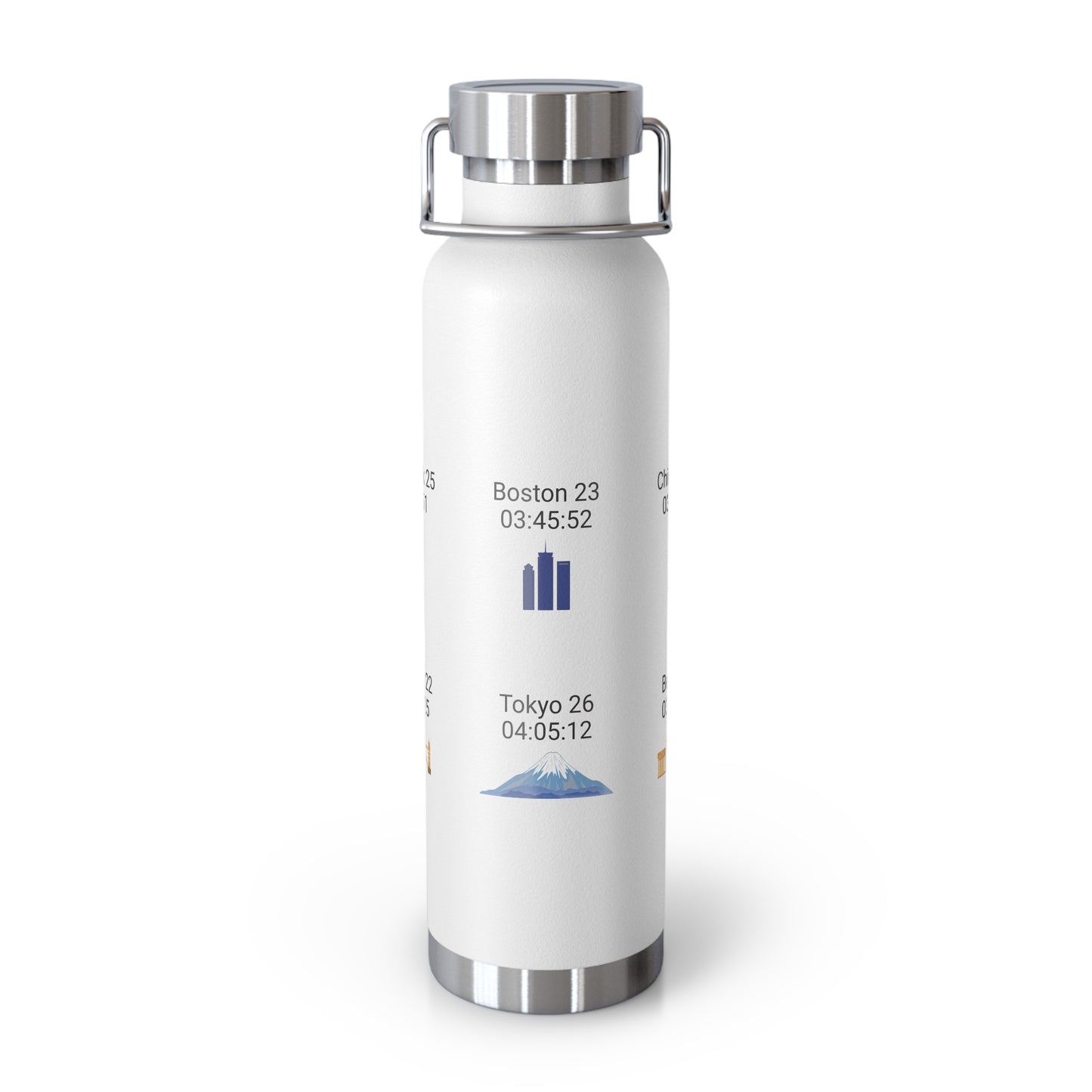 Personalized 6-Star Marathon Water Bottle, 22oz Stainless Steel Copper Insulated - Custom Finish Times for Boston, NYC, Tokyo & More
