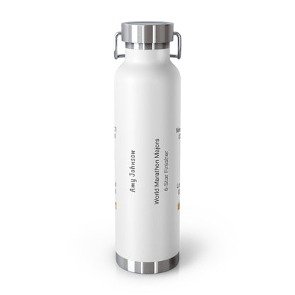 Personalized 6-Star Marathon Water Bottle, 22oz Stainless Steel Copper Insulated - Custom Finish Times for Boston, NYC, Tokyo & More