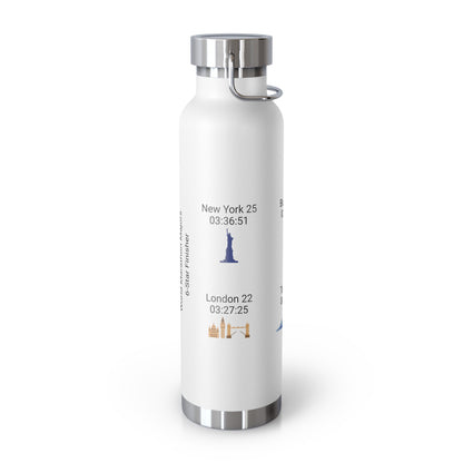 Personalized 6-Star Marathon Water Bottle, 22oz Stainless Steel Copper Insulated - Custom Finish Times for Boston, NYC, Tokyo & More
