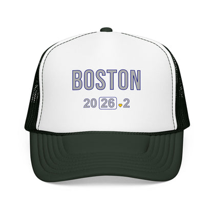 Boston Marathon 2026 26.2 Trucker Hat - Heart Design Runner's Cap - Finisher Gift for Boston Runners
