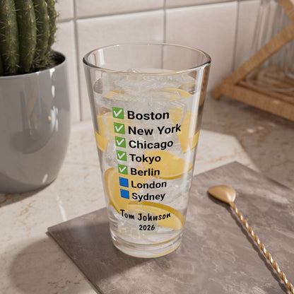 Custom Marathon Majors Mixing Pint Glass - Personalized Runner's Checklist Beer Gift