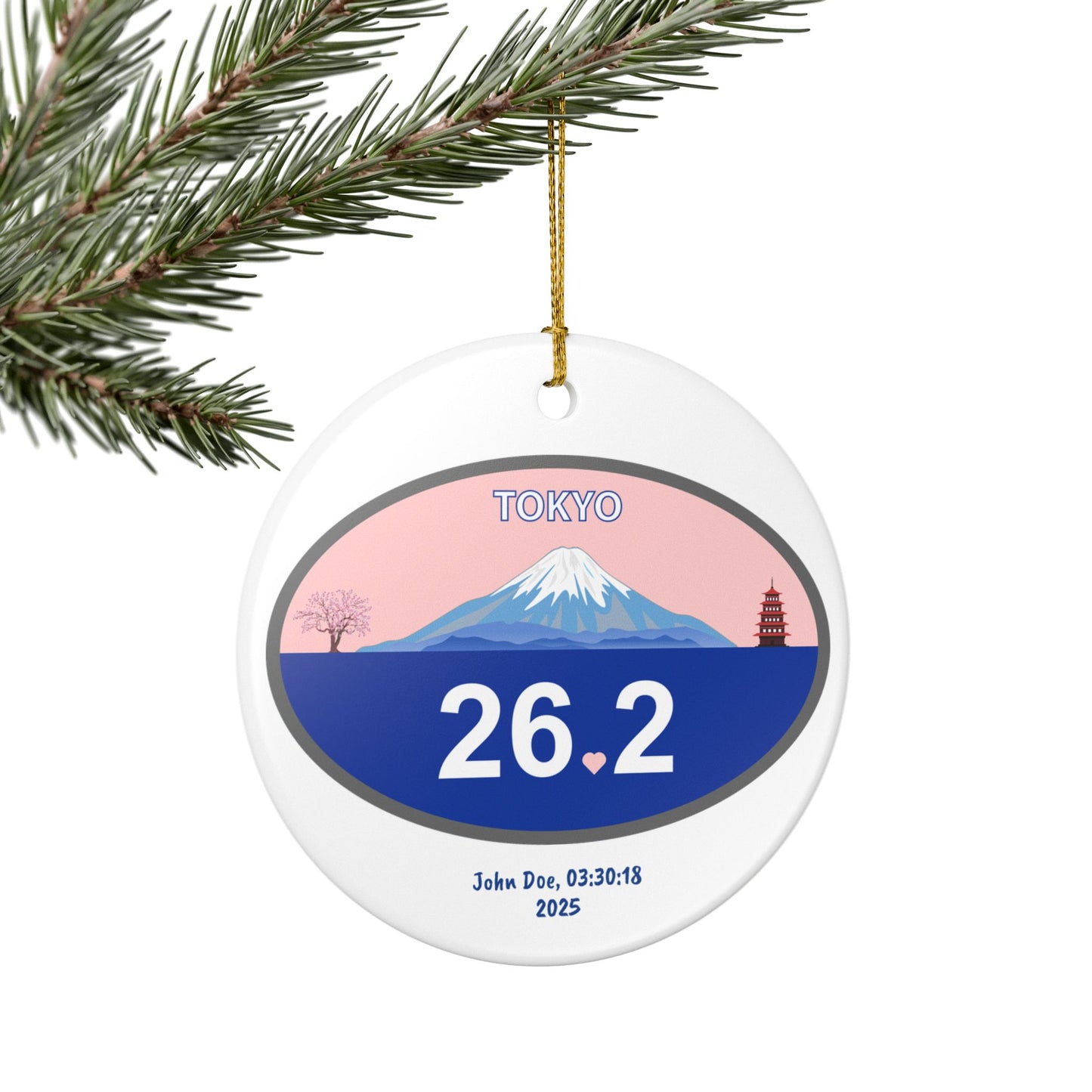 Personalized Tokyo 26.2 Marathon Ornament | Ceramic Round Ornament