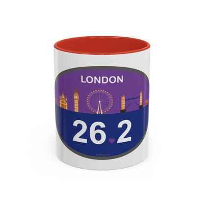 Personalized London Marathon Coffee Mug, 26.2 Marathon Gift for Runners, Accented Tea Cup, 11oz