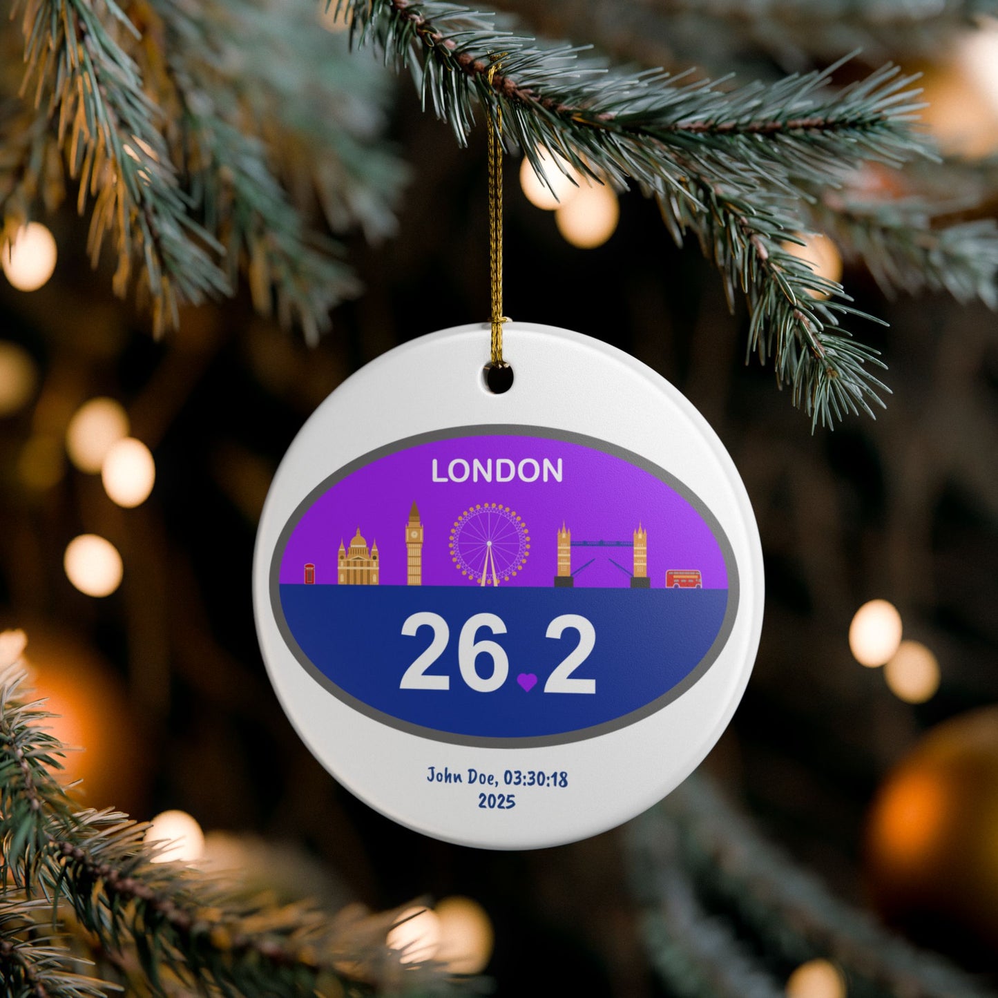 Personalized London 26.2 Marathon Ornament | Ceramic Round Ornament