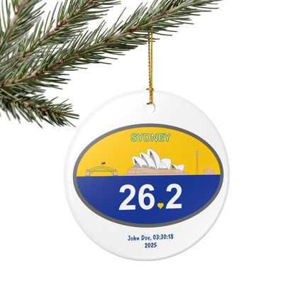 Personalized Sydney 26.2 Marathon Ornament | Ceramic Round Ornament