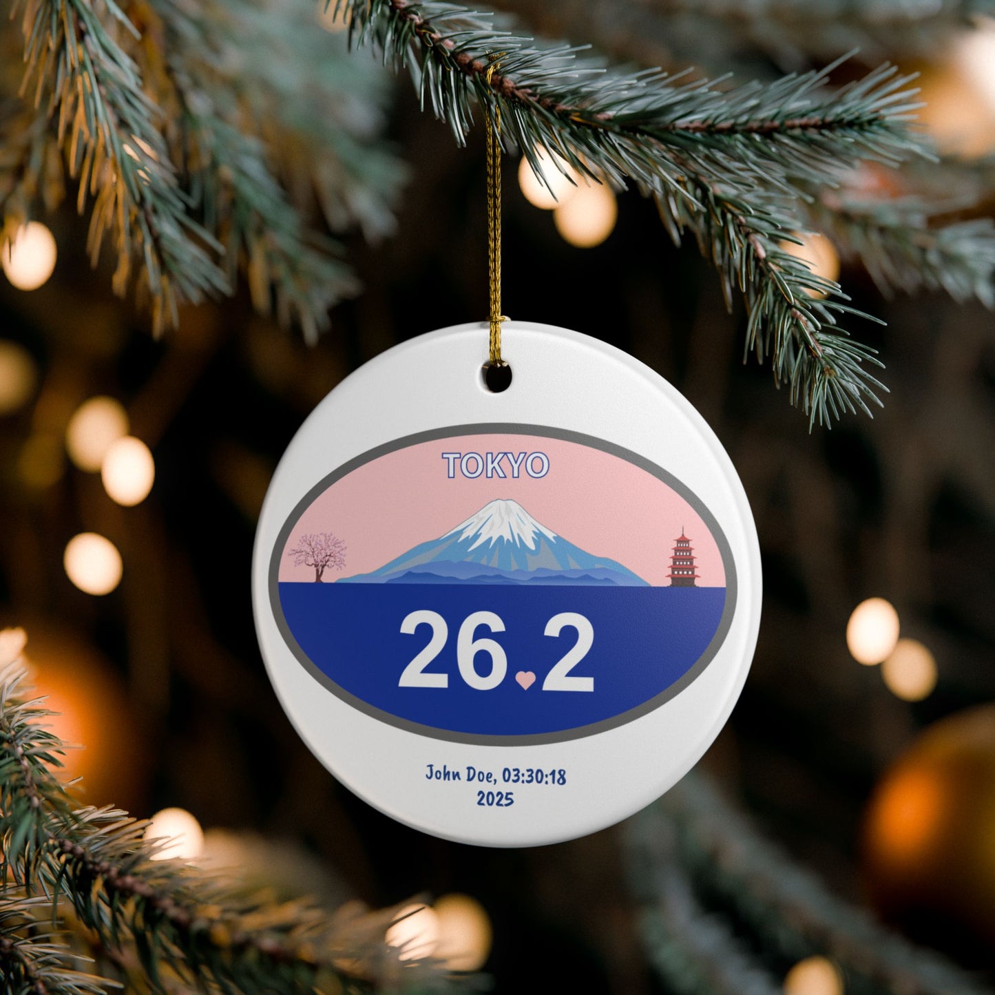 Personalized Tokyo 26.2 Marathon Ornament | Ceramic Round Ornament