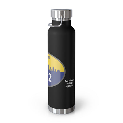 Personalized Boston Marathon Water Bottle, 22oz Stainless Steel Copper Insulated - Customized with Your Name and Finish Time