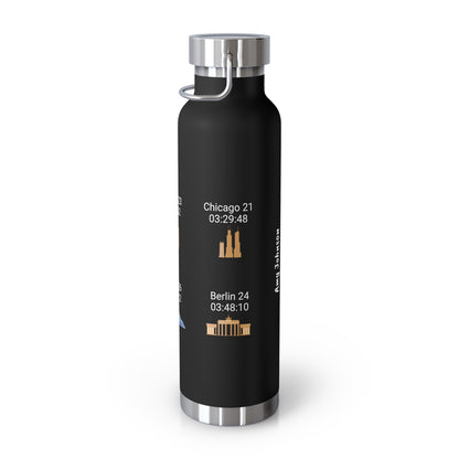 Personalized 6-Star Marathon Water Bottle, 22oz Stainless Steel Copper Insulated - Custom Finish Times for Boston, NYC, Tokyo & More
