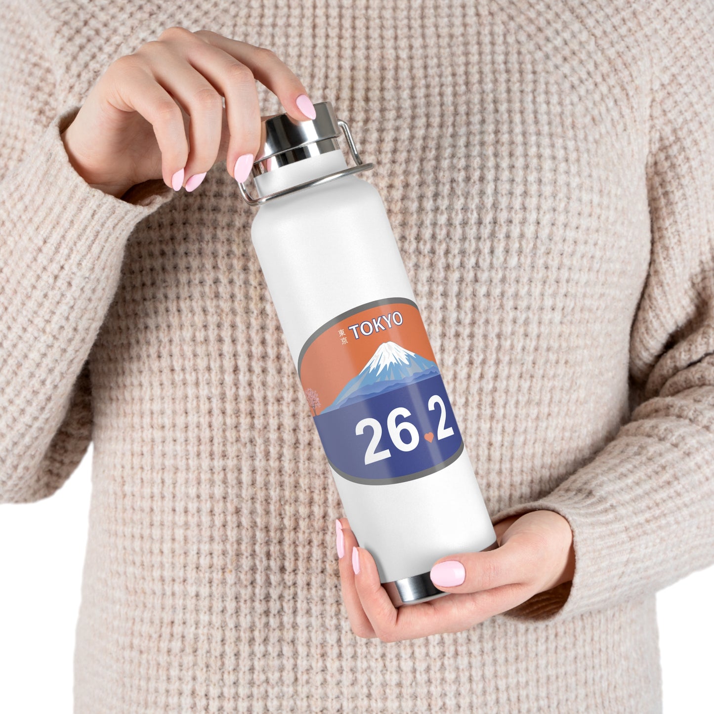Personalized Tokyo Marathon Water Bottle, 22oz Stainless Steel Copper Insulated - Customized with Your Name and Finish Time