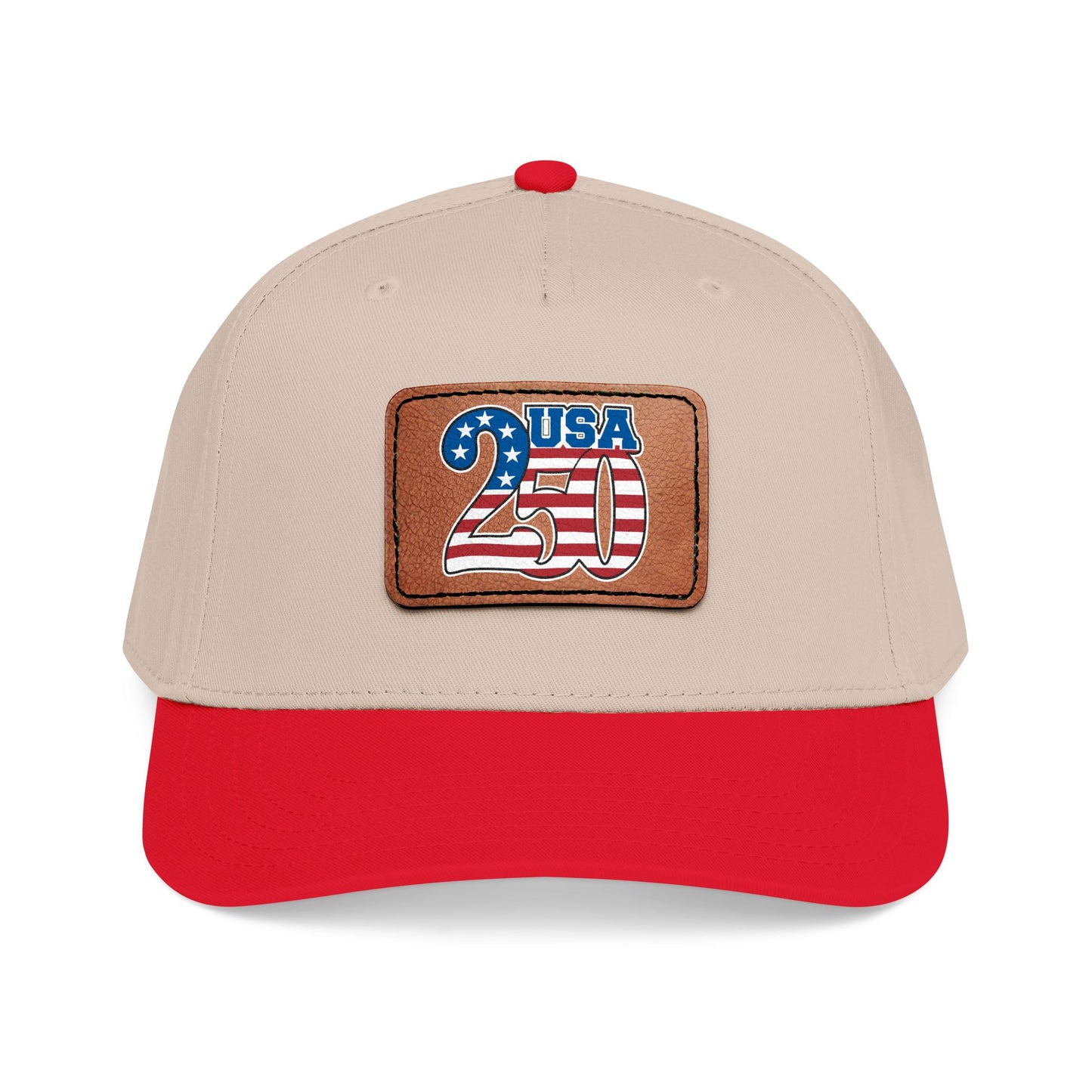 USA 250 Flag Patch Baseball Cap | Leather Patch, Patriotic Hat to Celebrate 1776 - 2026, Made in USA