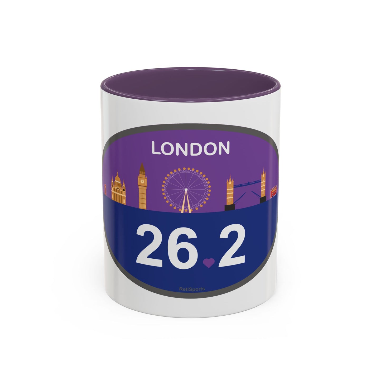 Personalized London Marathon Coffee Mug, 26.2 Marathon Gift for Runners, Accented Tea Cup, 11oz