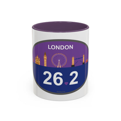 Personalized London Marathon Coffee Mug, 26.2 Marathon Gift for Runners, Accented Tea Cup, 11oz
