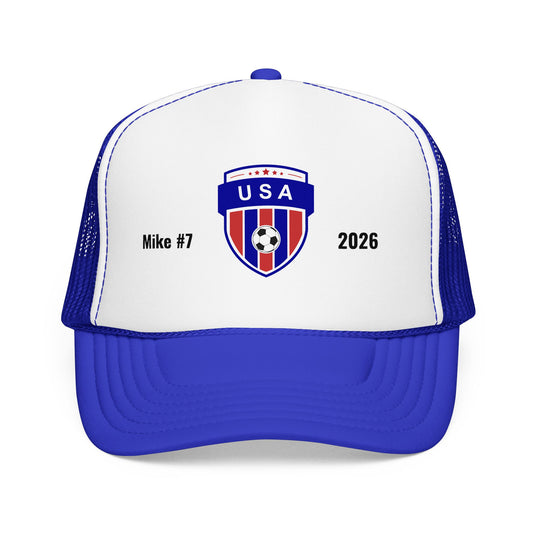 Personalized USA Soccer 2026 World Cup Hat - Meshed Trucker Hat Custom Football Fan Gear Sports Cap