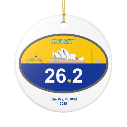 Personalized Sydney 26.2 Marathon Ornament | Ceramic Round Ornament