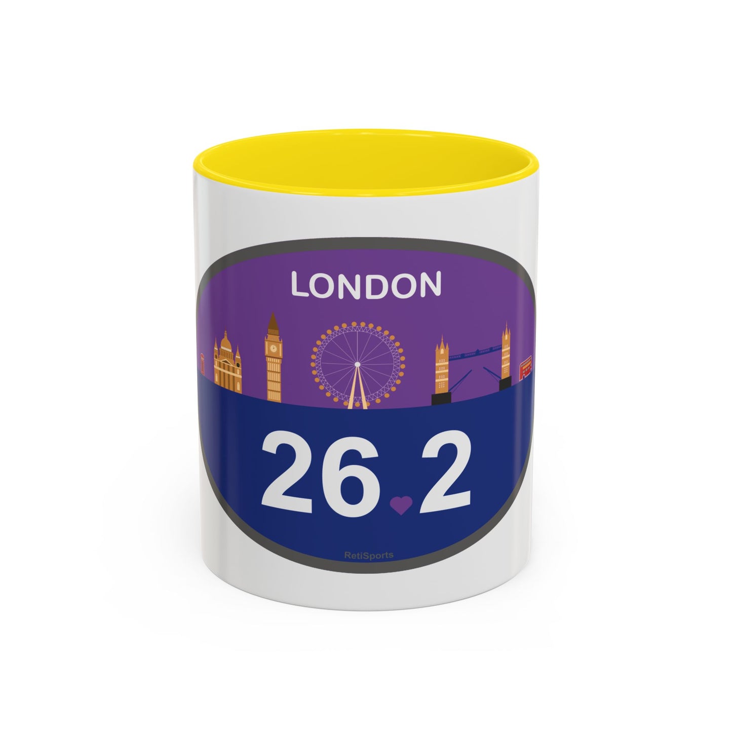 Personalized London Marathon Coffee Mug, 26.2 Marathon Gift for Runners, Accented Tea Cup, 11oz