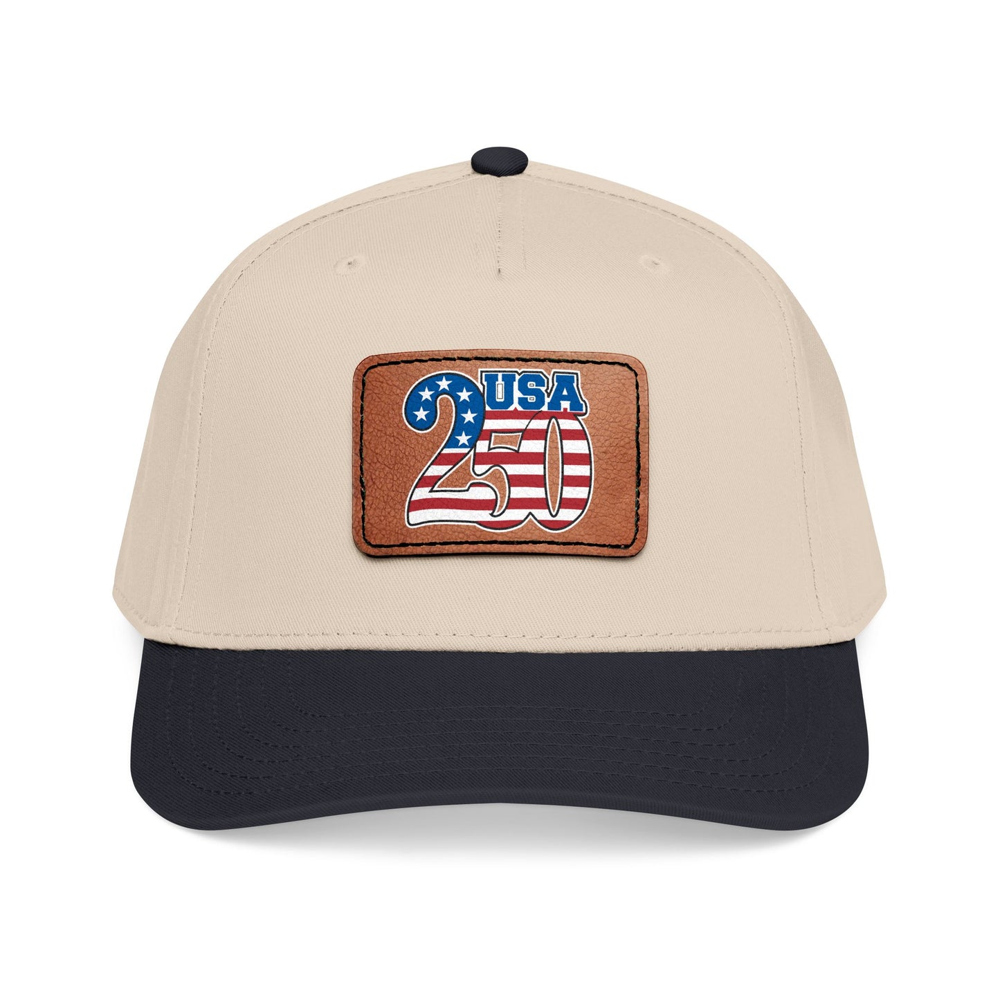 USA 250 Flag Patch Baseball Cap | Leather Patch, Patriotic Hat to Celebrate 1776 - 2026, Made in USA