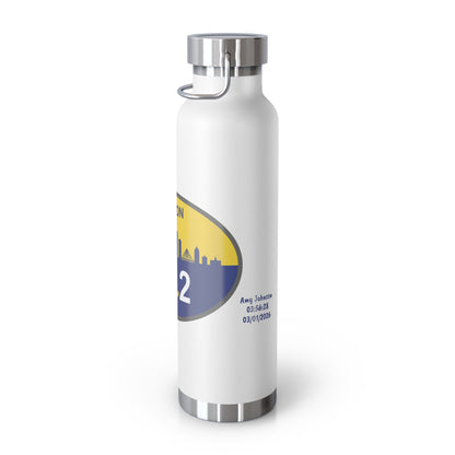 Personalized Boston Marathon Water Bottle, 22oz Stainless Steel Copper Insulated - Customized with Your Name and Finish Time
