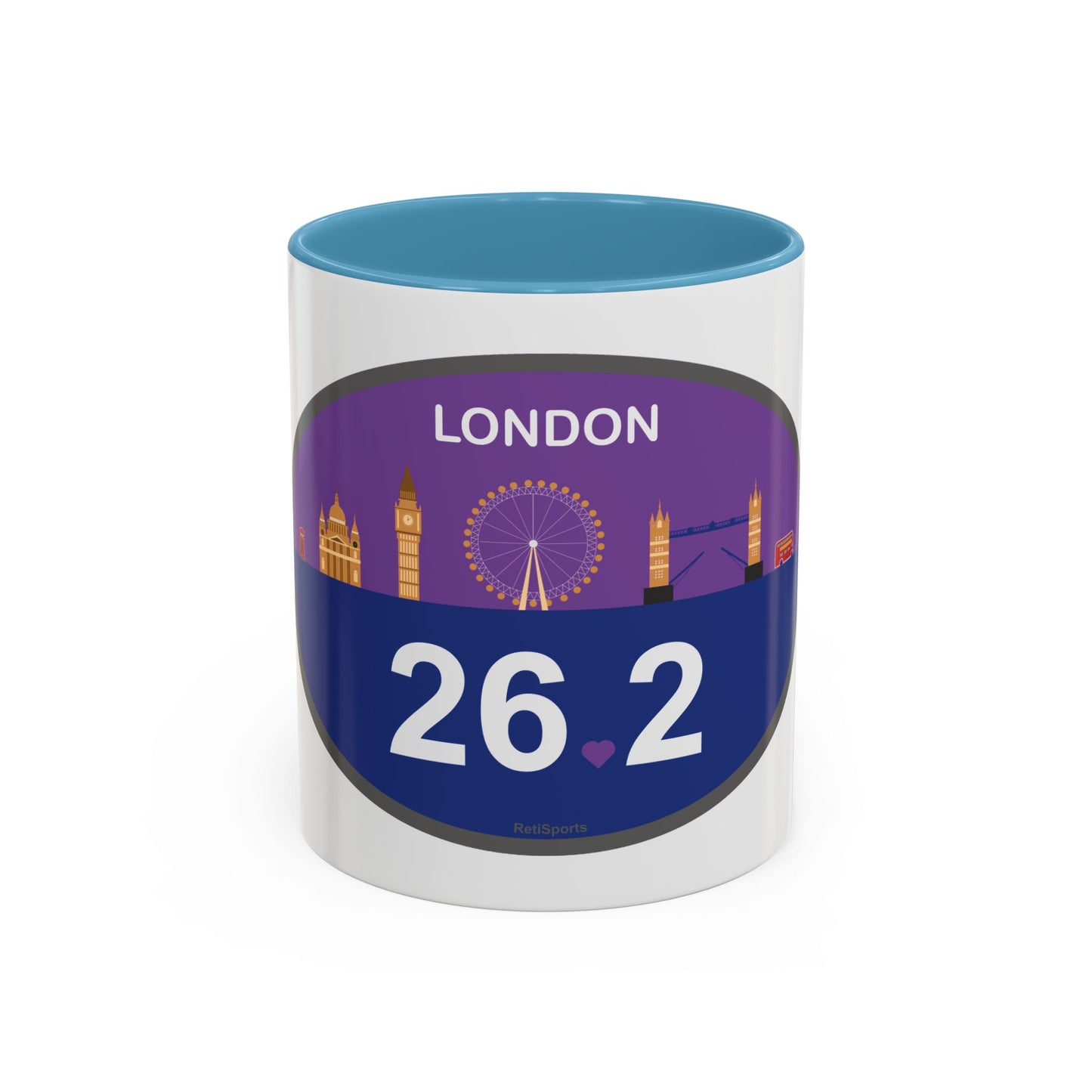 Personalized London Marathon Coffee Mug, 26.2 Marathon Gift for Runners, Accented Tea Cup, 11oz