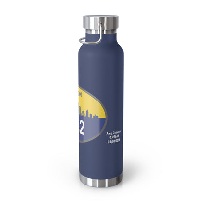 Personalized Boston Marathon Water Bottle, 22oz Stainless Steel Copper Insulated - Customized with Your Name and Finish Time