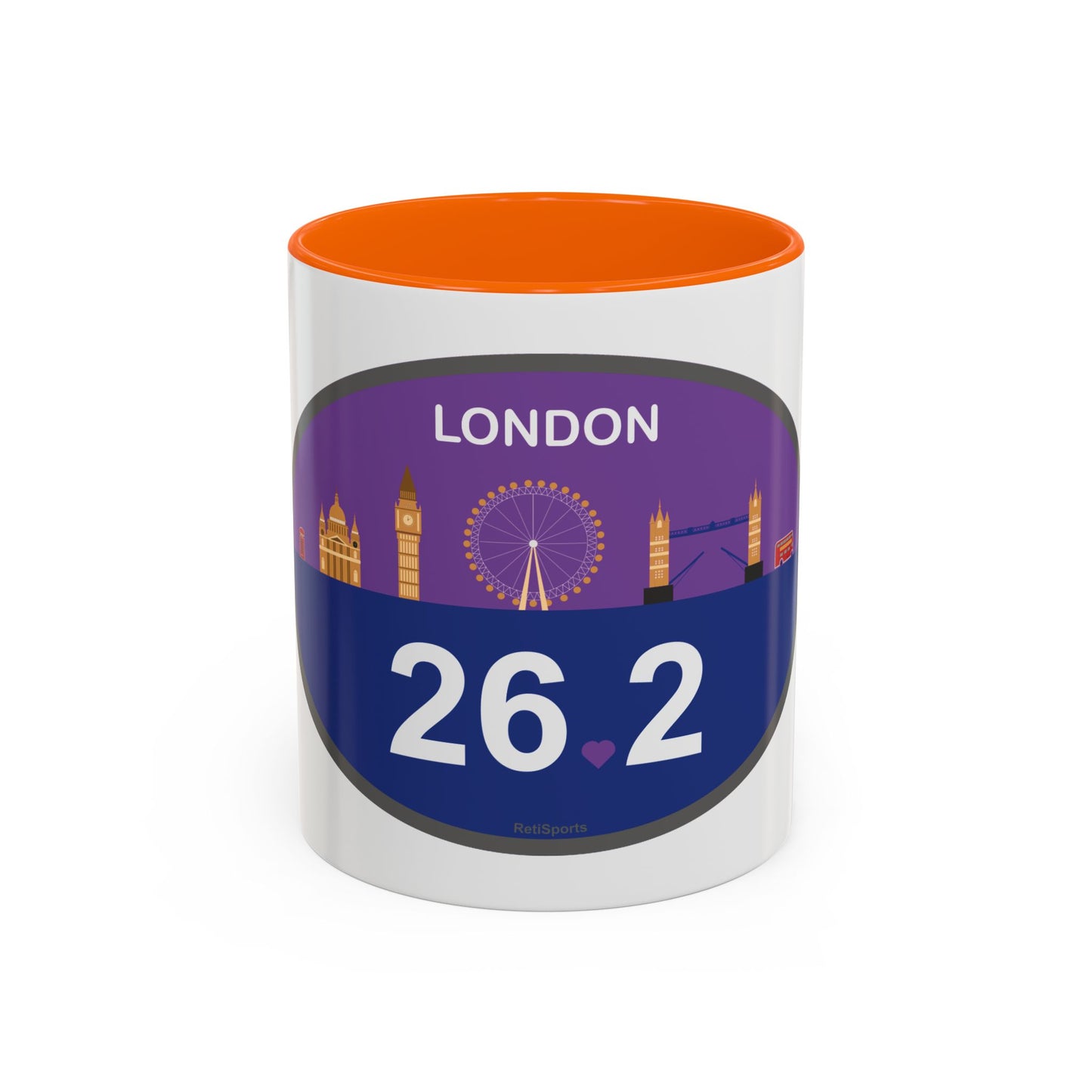 Personalized London Marathon Coffee Mug, 26.2 Marathon Gift for Runners, Accented Tea Cup, 11oz