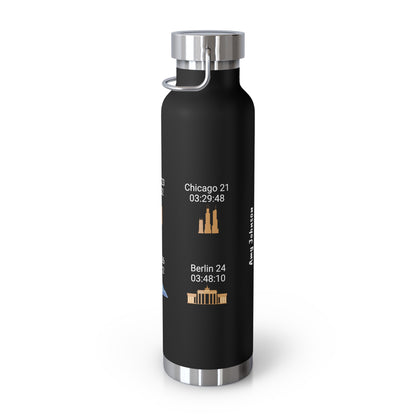 Personalized 6-Star Marathon Water Bottle, 22oz Stainless Steel Copper Insulated - Custom Finish Times for Boston, NYC, Tokyo & More