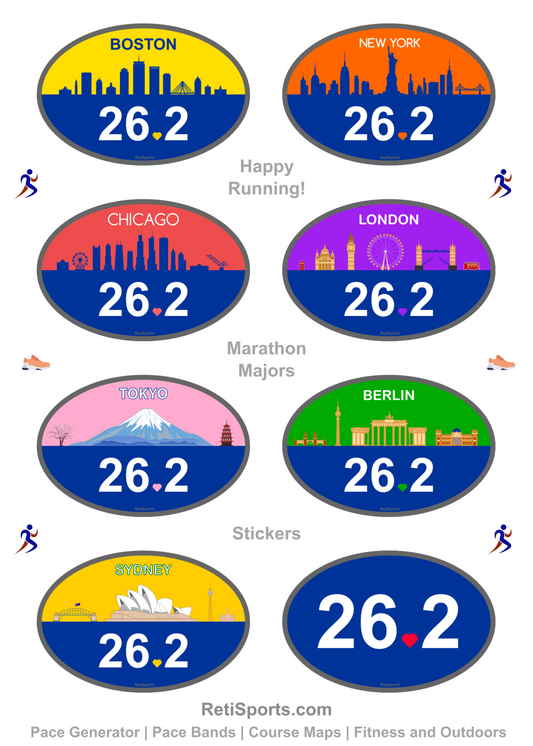Marathon Majors Sticker Sheet - Boston, NYC, Chicago & More, Vibrant 26.2 Outdoor Durable Runner Gift