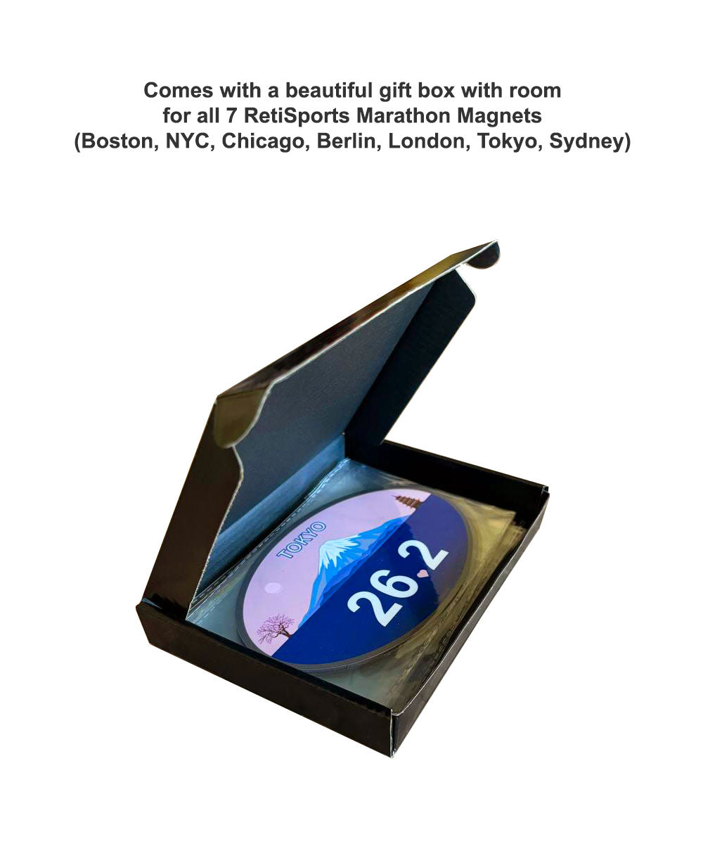 Marathon Magnet or Glue-Less Sticker, Large 4x6" Waterproof Runner Gift for Boston, New York, Chicago, London, Berlin, Tokyo, 26.2 and 13.1