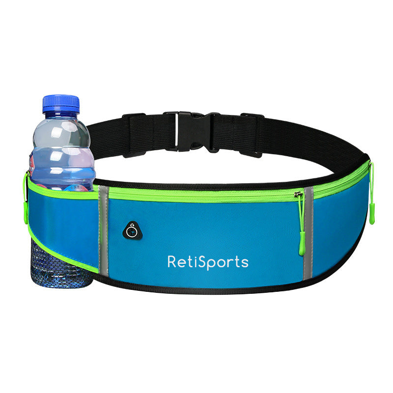 RetiSports Waist Bag with 3 Pockets for Water Bottle, Keys and Smartphone - Fanny Pack with Adjustable Belt for Running and Jogging