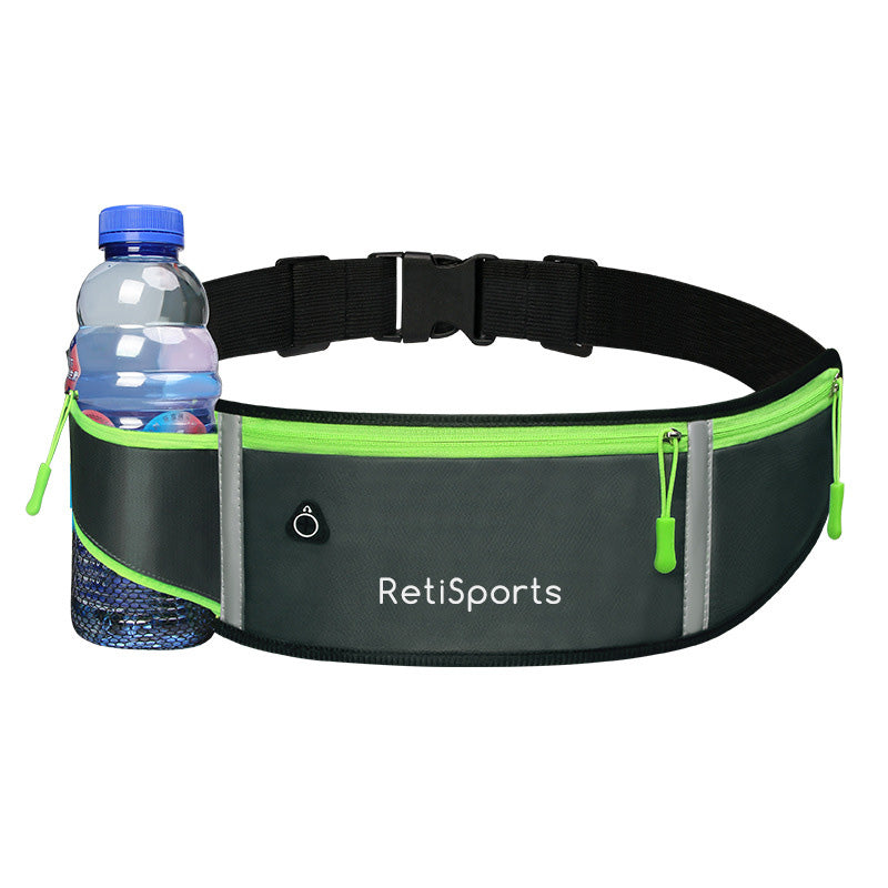 RetiSports Waist Bag with 3 Pockets for Water Bottle, Keys and Smartphone - Fanny Pack with Adjustable Belt for Running and Jogging