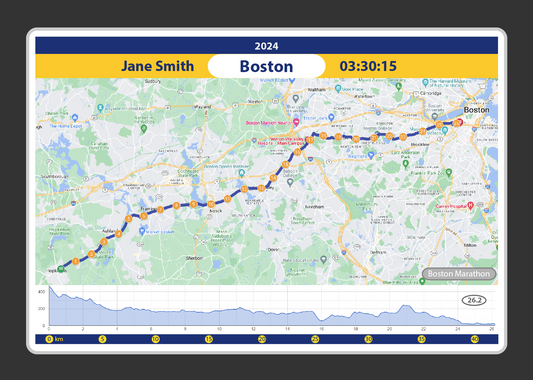 Personalized Marathon Magnet - Custom 4x6" Refrigerator Magnetic Sticker with Course Map and Elevation