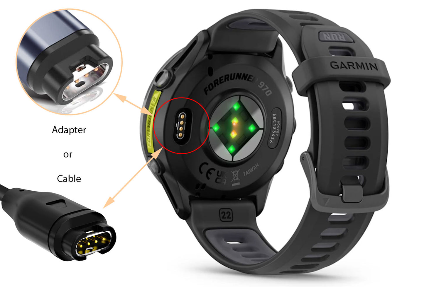 Garmin Charging/Data Cable and Adapter for Smart Watches and GPS Devices, 4-Pin USB-C Charger for Fenix, Forerunner, Approach, Venu, Instinct, Epix, Tactix, Vivoactive, And More