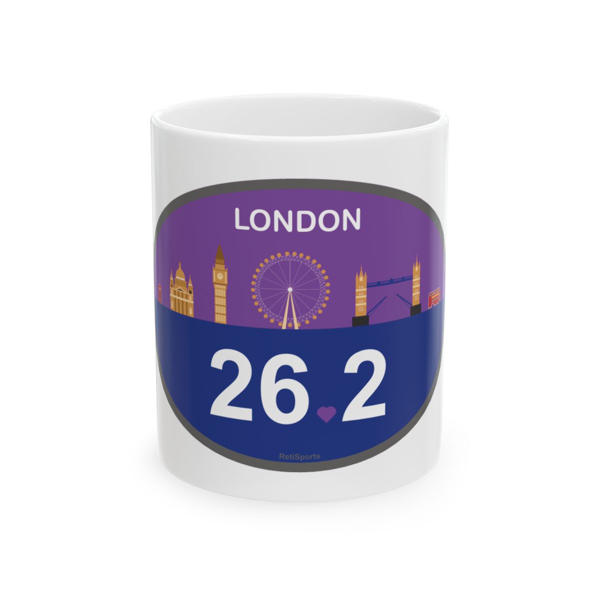 Personalized London Marathon Coffee Mug, 26.2 Marathon Gift for Runners, Accented Tea Cup, 11oz